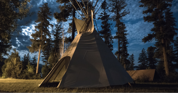 Image of a Tipi at night